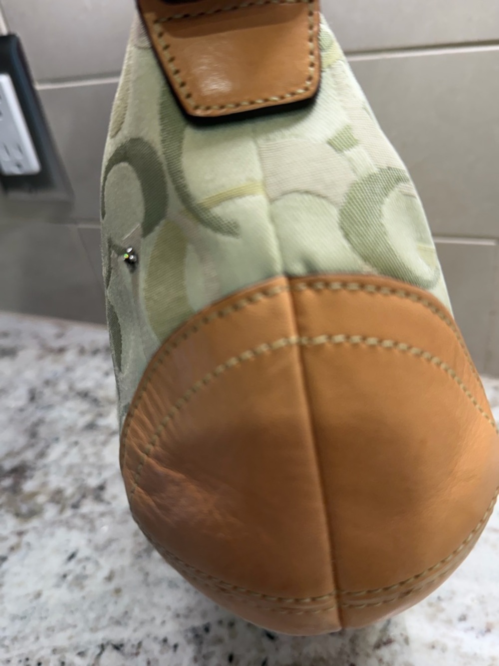 Vintage Coach Light Green Signature Hobo with Tan Trim and Ladybug Accents - Picture 10 of 16